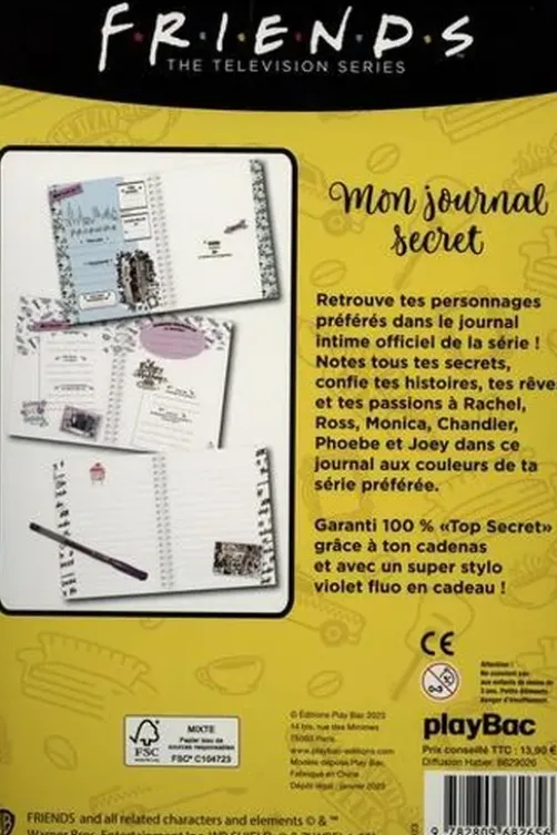 Mon journal secret Friends. Avec un cadenas et un stylo fluo inclus, Play Bac