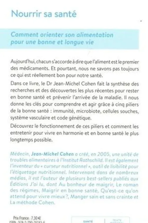 Nourrir sa santé. Comment orienter son alimentation pour une bonne et longue vie, Jean-Michel Cohen
