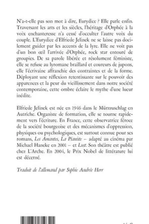 Ombre (Eurydice parle), Elfriede Jelinek