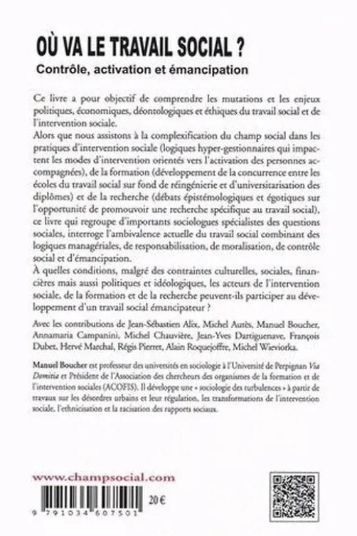 Où va le travail social ? Contrôle, activation et émancipation, Manuel Boucher