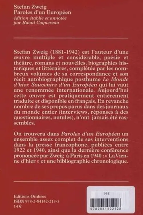 Paroles d'un Européen, Stefan Zweig