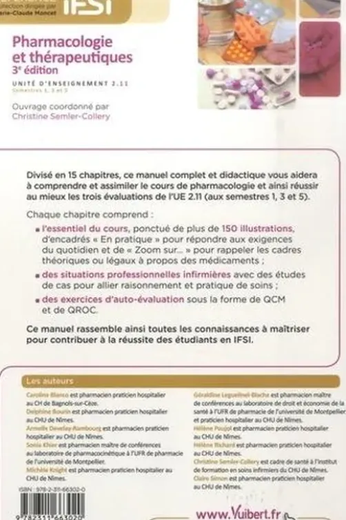 Pharmacologie et thérapeutiques. UE 2.11, semestres 1, 3 et 5, 3e édition, Christine Semler-Collery
