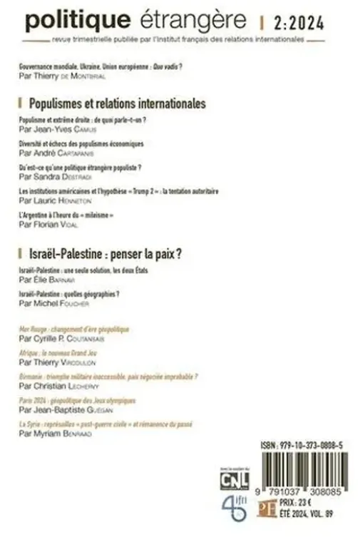 Politique étrangère N° 2, juin 2024 : Populismes et relations internationales, IFRI