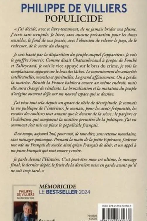 Populicide, Philippe de Villiers