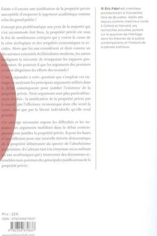 Pourquoi la propriété privée ?, Eric Fabri