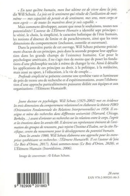 Profonde simplicité. Fondements d'une philosophie sociale, Will Schutz