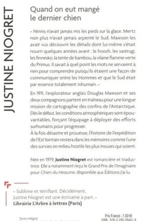 Quand on eut mangé le dernier chien, Justine Niogret