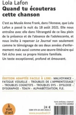 Quand tu écouteras cette chanson [EDITION EN GROS CARACTERES, Lola Lafon