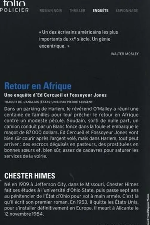 Retour en Afrique. Une enquête d'Ed Cercueil et Fossoyeur, Chester Himes
