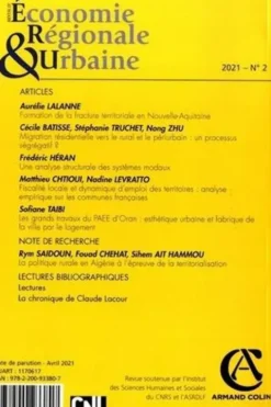 Revue d'économie régionale et urbaine N° 2/2021, André Torre