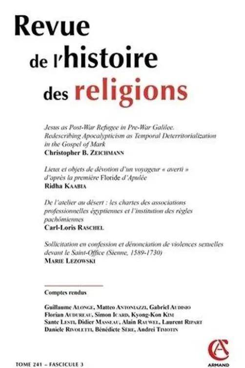 Revue de l'histoire des religions Nº 3/2024, Armand Colin
