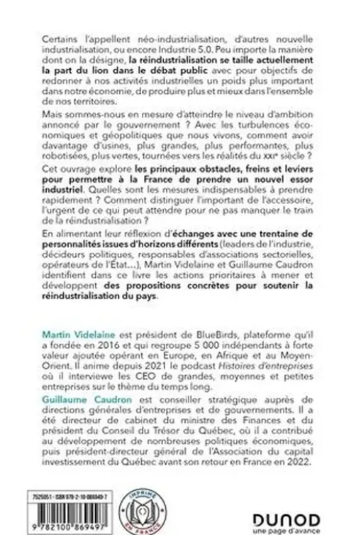 Réindustrialiser. 13 étapes vers la renaissance industrielle française, Martin Videlaine