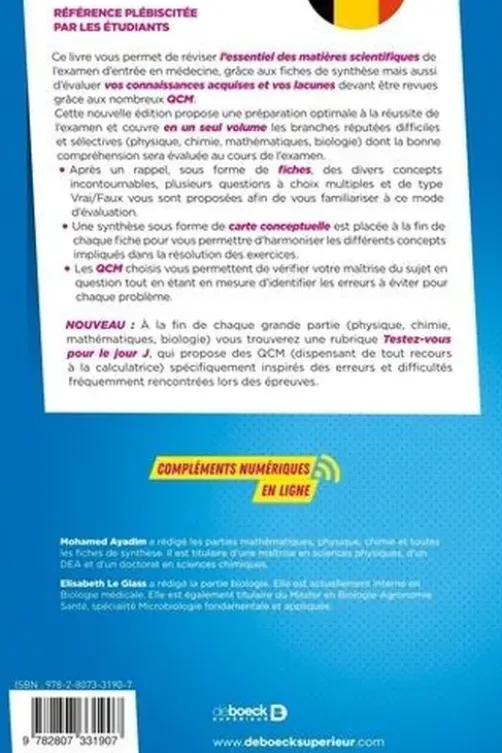 Réussir l'examen d'entrée en médecine. Physique, chimie, mathématiques, biologie, 4e édition, Mohamed Ayadim