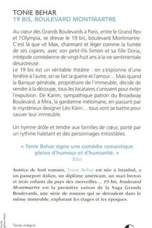 Saga Grands Boulevards Tome 1 : 19 bis, boulevard Montmartre, Tonie Behar