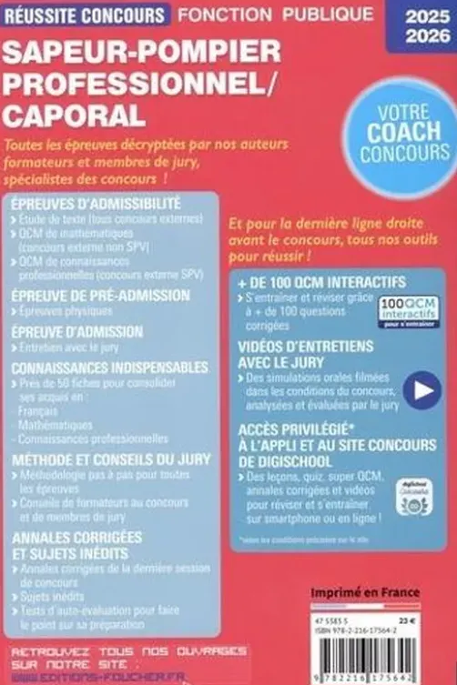 Sapeur-pompier professionnel/caporal. Concours externe, examenprofessionnel, sapeurs-pompiers volontaires (SPV), Edition 2025-2026, Anne Ducastel