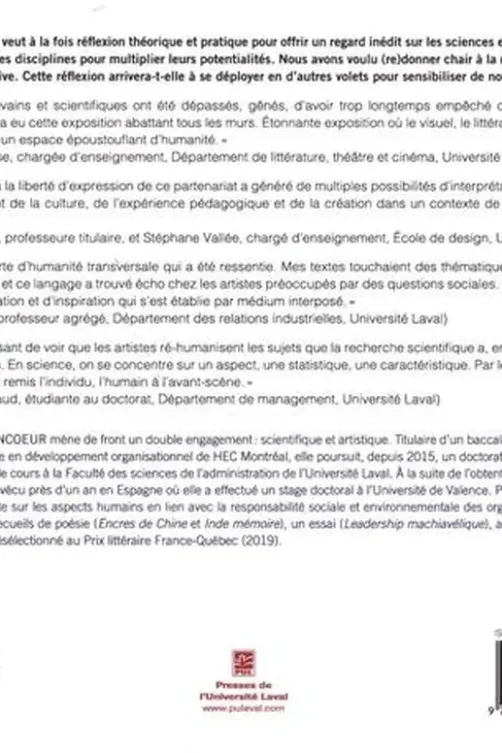 Sciences et arts. Transversalité des connaissances, Virginie Francoeur