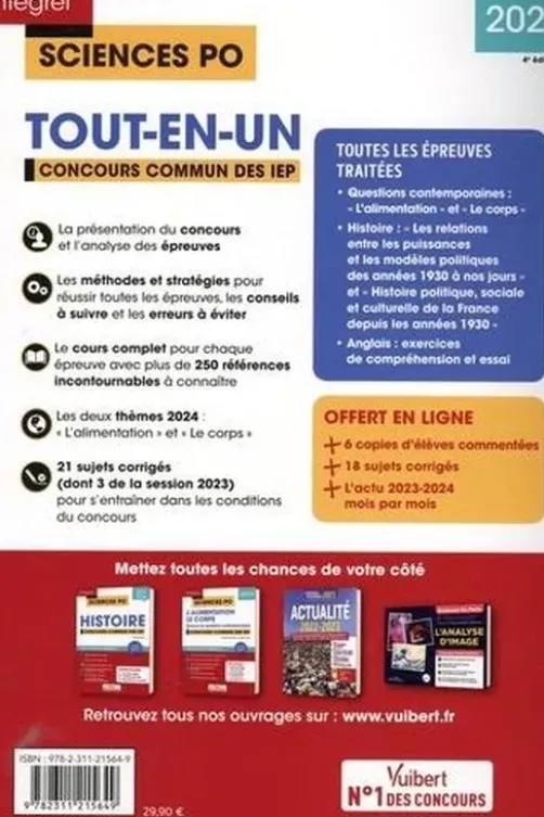 Sciences Po Tout-en-un Concours commun des IEP. Questions contemporaines - Histoire - Anglais, Edition 2024, Jérôme Calauzènes