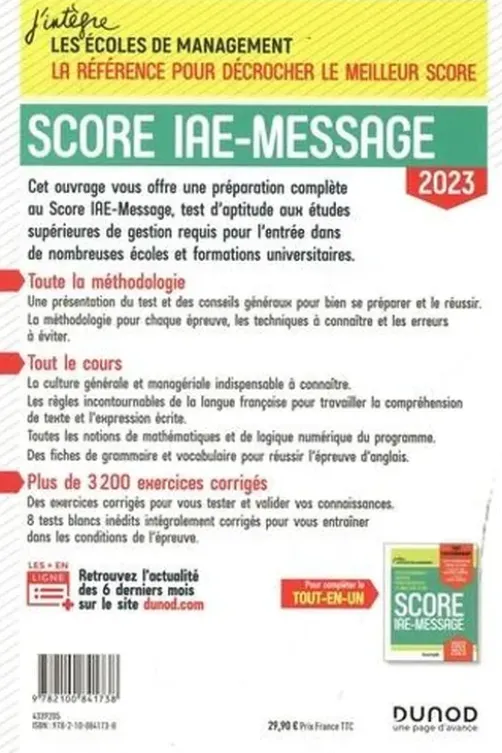 Score IAE-Message. Tout-en-un, Edition 2023, Marie-Virginie Speller