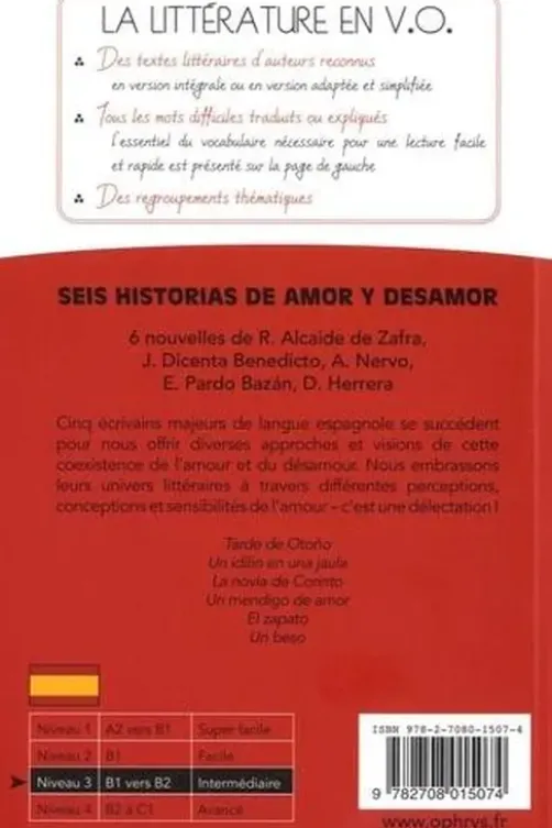 Seis historias de amor y desamor. Textes en français et en espagnol, Pili Martin