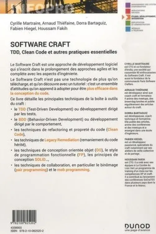 Software craft. TDD, Clean Code et autres pratiques essentielles, Cyrille Martraire