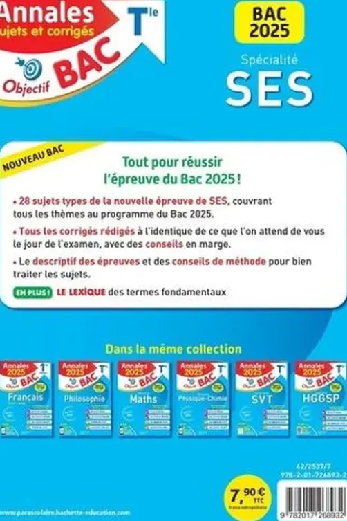 Spécialité SES Tle. Sujets & corrigés, Edition 2025, David Mourey