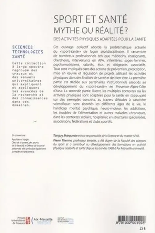 Sport et santé, mythe ou réalité ? Des activités physiques adaptées pour la santé, Tanguy Marqueste