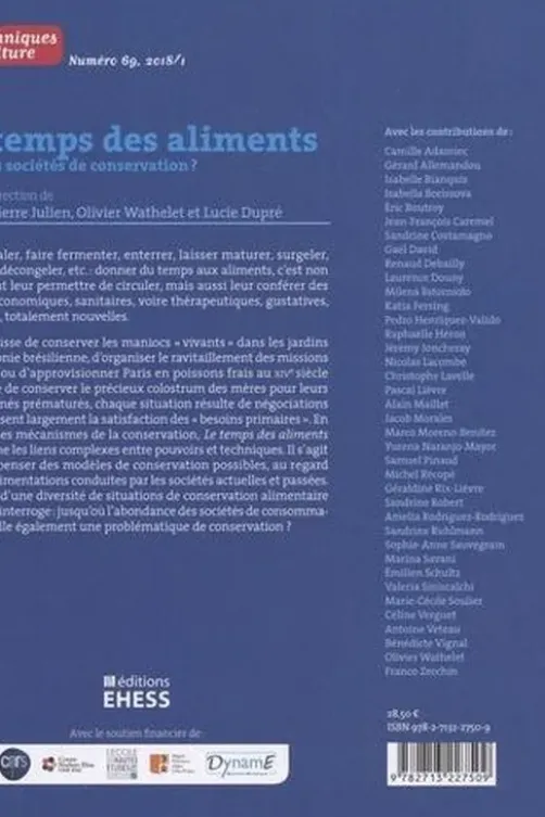Techniques & culture N° 69, 2018/1 : Le temps des aliments, Marie-Pierre Julien