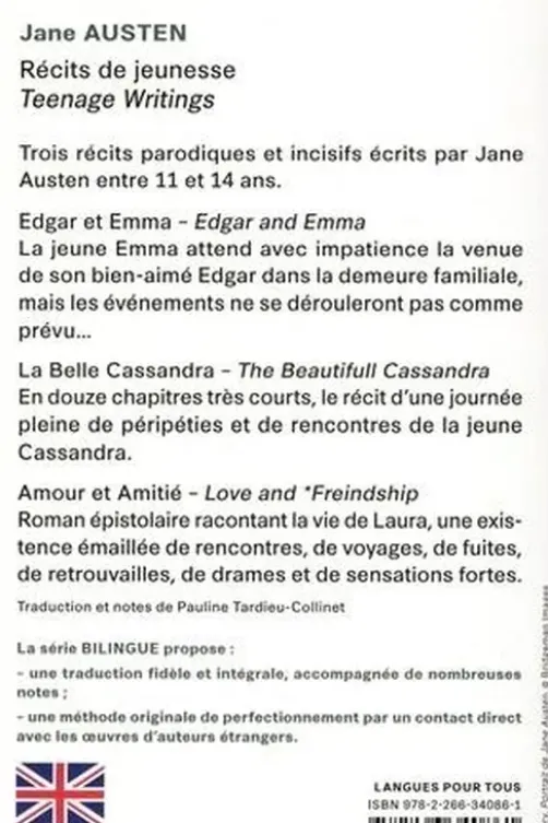 Teenage Writings. Récits de jeunesse, Edition bilingue français-anglais, Jane Austen
