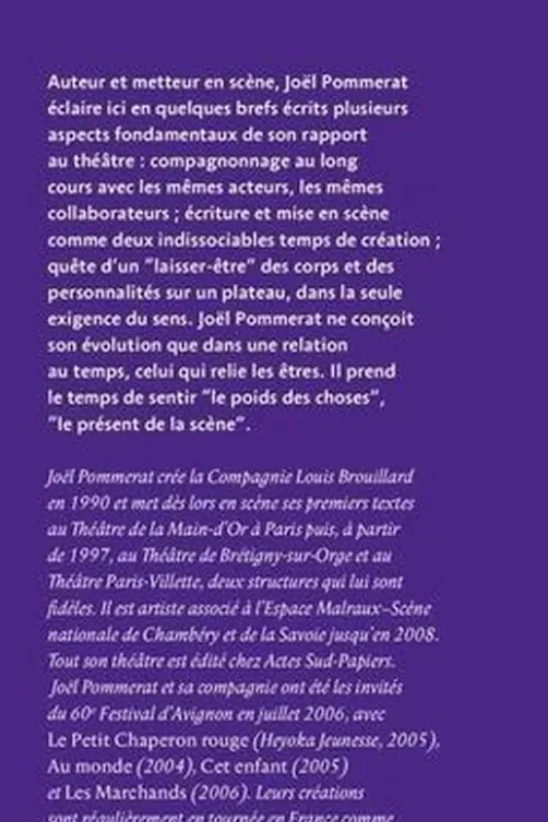 Théâtres en présence, Joël Pommerat
