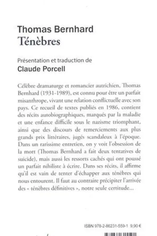 Ténèbres, Thomas Bernhard