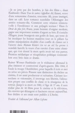 Tous les autres s'appellent Ali ; Le Droit du plus fort ; Maman Küsters s'en va au ciel, Rainer-Werner Fassbinder
