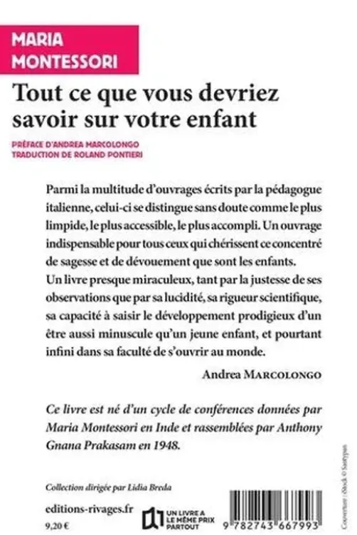 Tout ce que vous devriez savoir sur votre enfant, Maria Montessori
