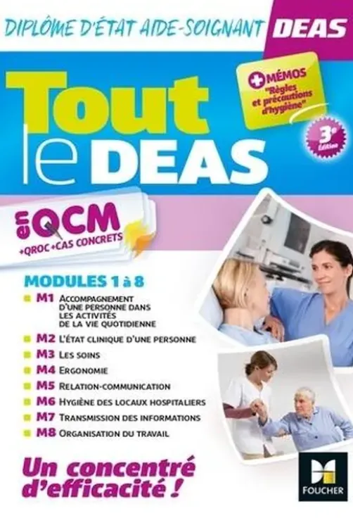 Tout le DEAS en QCM + QROC + cas concrets. IFAS Diplôme d'Etat aide-soignant, modules 1 à 8, 3e édition, Kamel Abbadi