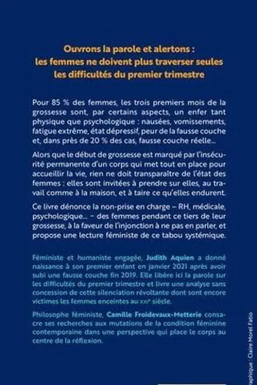 Trois mois sous silence. Le tabou de la condition des femmes en début de grossesse, Judith Aquien