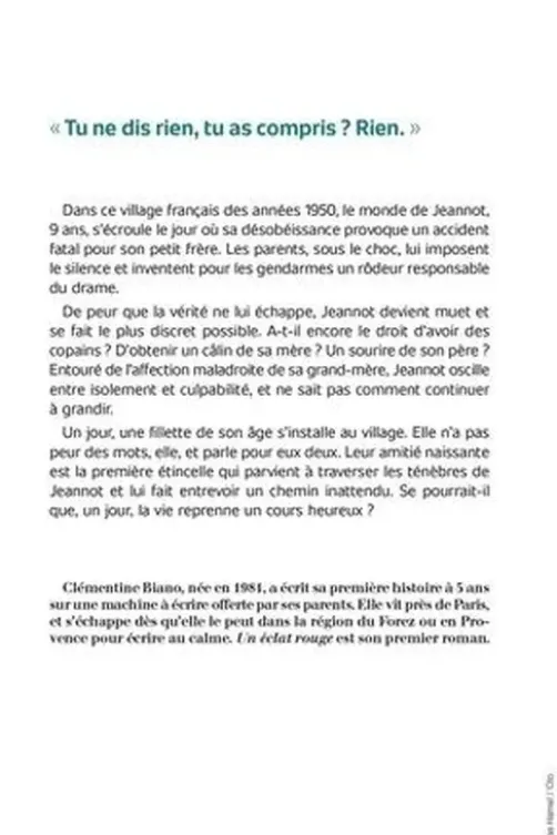 Un éclat rouge, Clémentine Biano