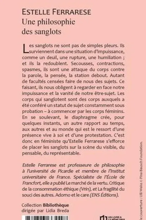 Une philosophie des sanglots, Estelle Ferrarese