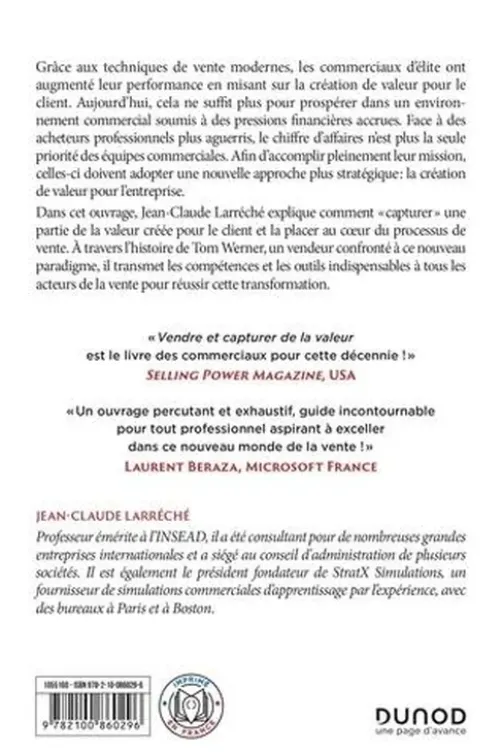 Vendre et capturer de la valeur. L'objectif stratégique de la vente, Jean-Claude Larréché