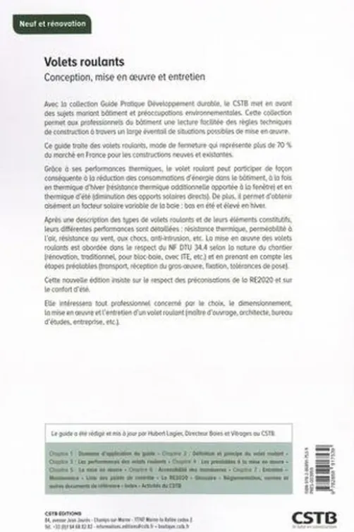 Volets roulants. Conception et mise en oeuvre, 3e édition, Hubert Lagier